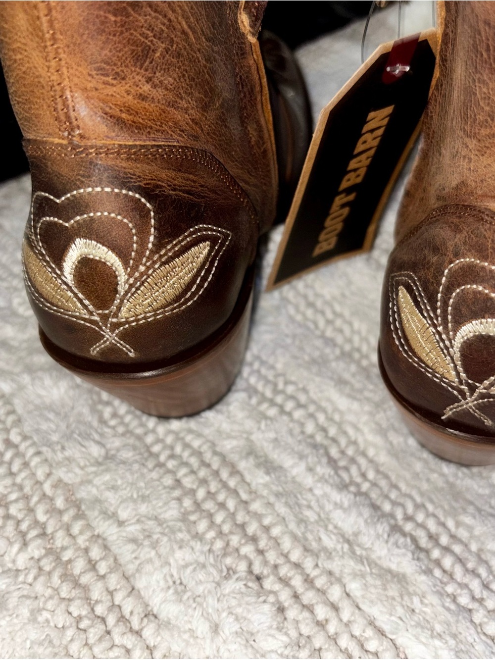 Shyanne Brown Leather Ankle Boots with Cream Embroidery Boot Barn - Picture 8 of 10